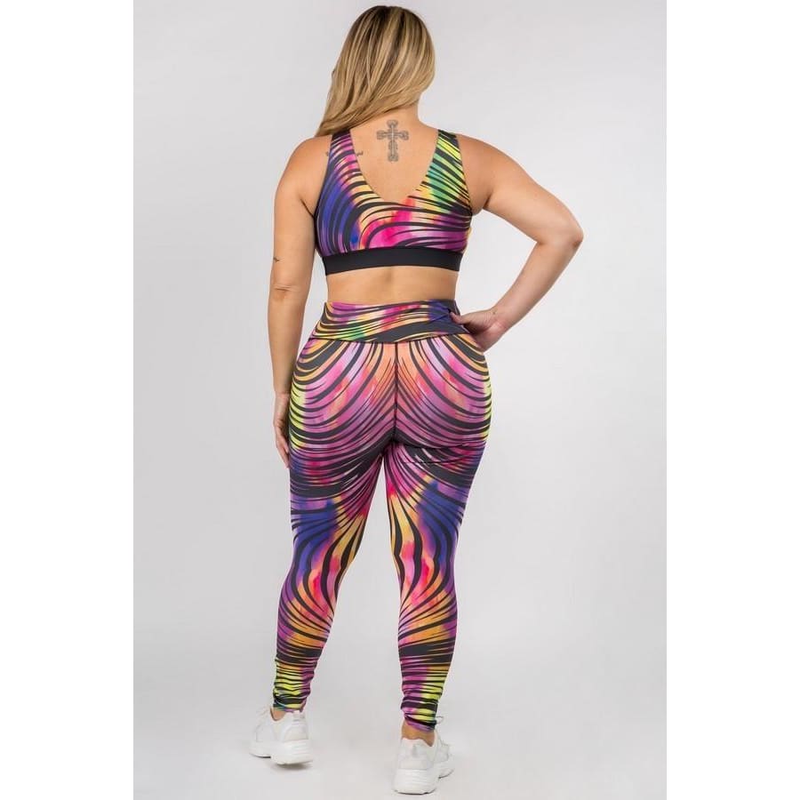 NEW! Rainbow Swirl Sports Crop Top and Leggings Set Active Wear