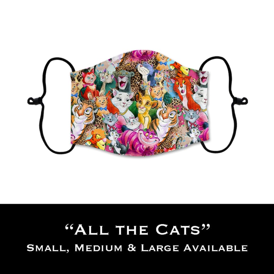 Coming Soon! NEW PRINTS! ADULT Custom Design Face Masks with filter pocket All The Cats / Adult Medium Face Cover