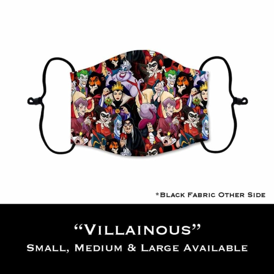 Coming Soon! NEW PRINTS! ADULT Custom Design Face Masks with filter pocket Villainous / Adult Large Face Cover