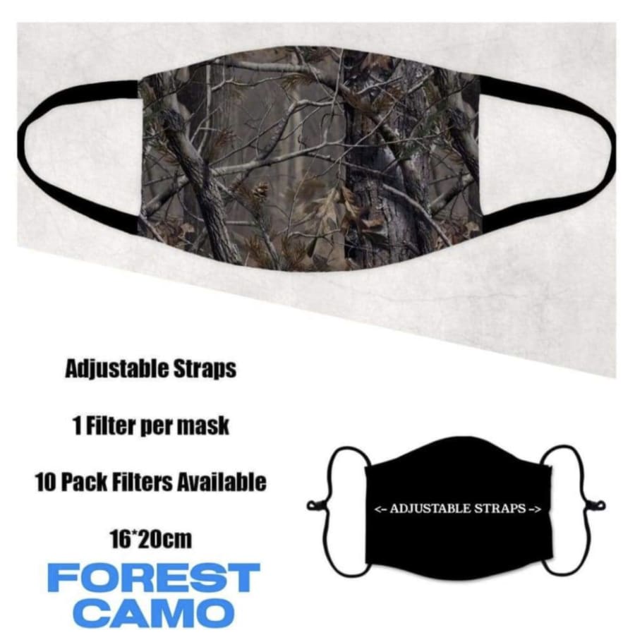 ADULT Custom Design Face Masks with filter pocket Forest Camo / Adult Face Cover