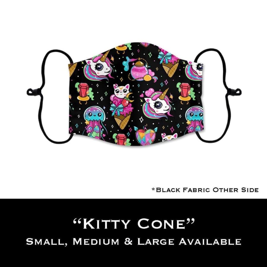 Coming Soon! NEW PRINTS! ADULT Custom Design Face Masks with filter pocket Kitty Cone / Adult Medium Face Cover