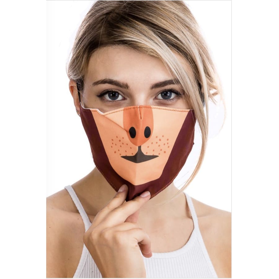 Assorted Animal Face Covers - Cotton ETA Early August Lion 2 Face Cover