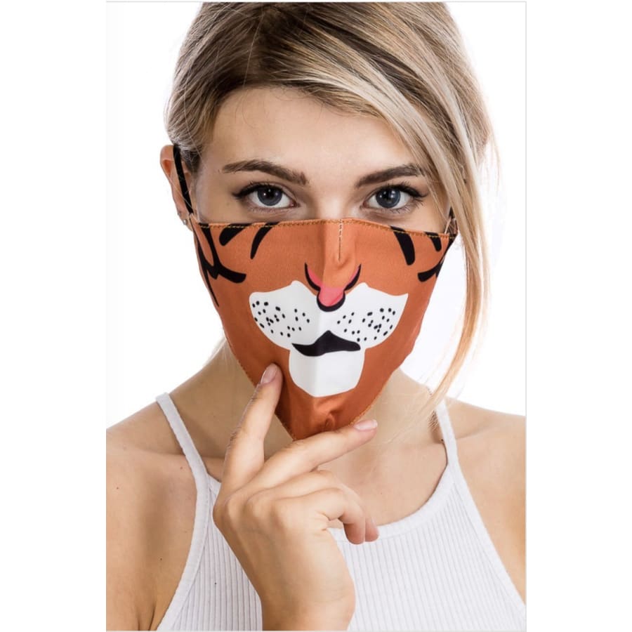 Assorted Animal Face Covers - Cotton ETA Early August Tiger 1 Face Cover