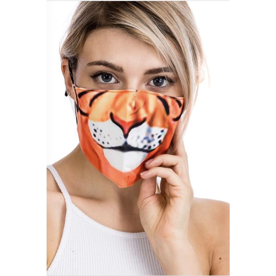Assorted Animal Face Covers - Cotton ETA Early August Tiger 2 Face Cover