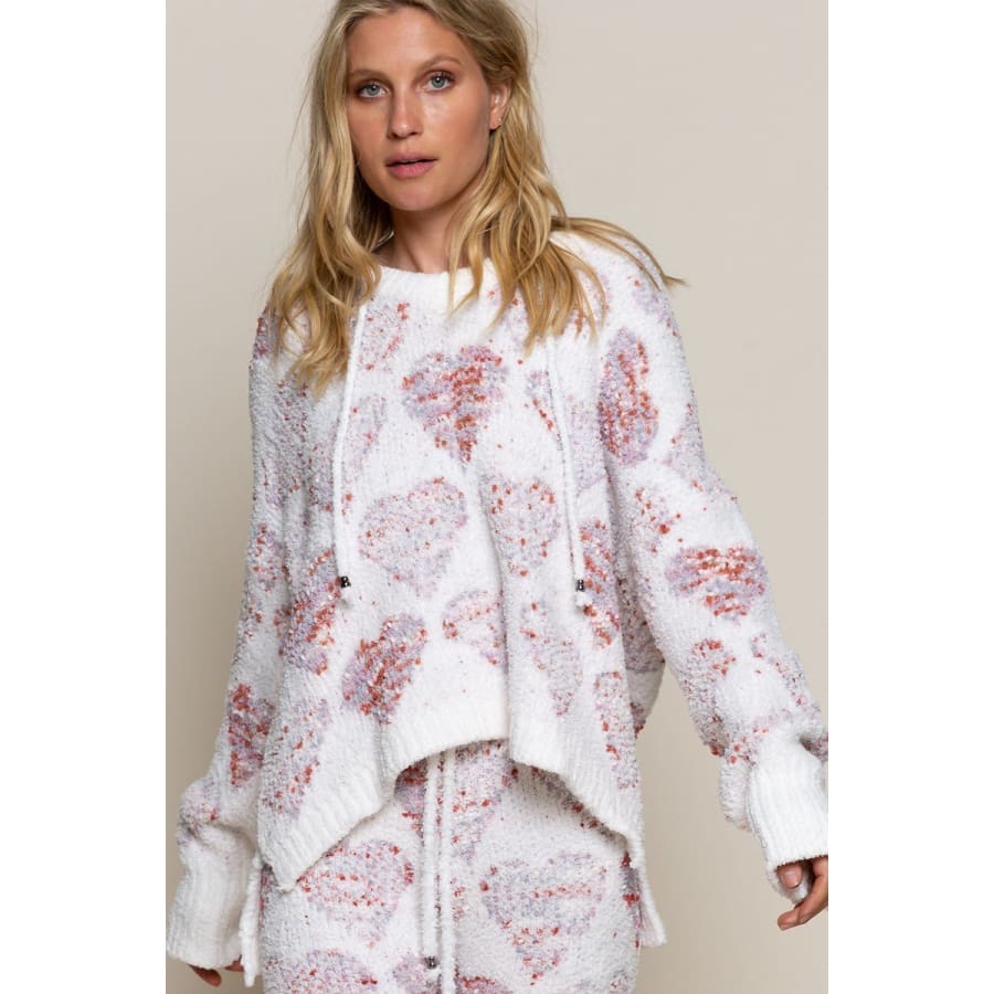 Sandee Rain Boutique - Berber Fleece Cosy Top in White/Pink