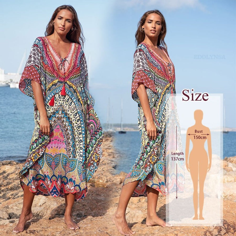 Bohemian Summer Beach Dress / Coverup N897 Women’s Fashion - Women’s Clothing - Dress - Half-Sleeve Dress