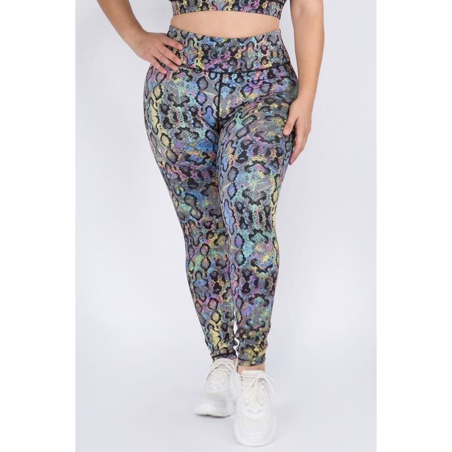 NEW! Iridescent Snake Buttery Soft Sports Crop and Leggings Bottom / 2XL Active Wear