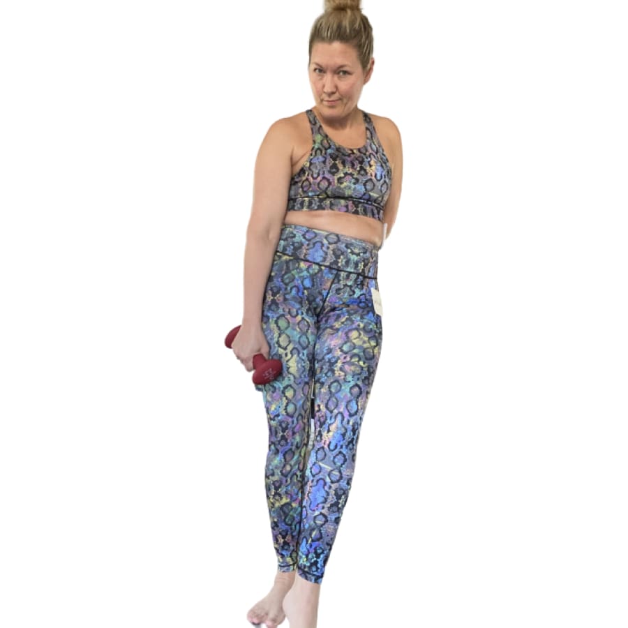 NEW! Rainbow Snake Buttery Soft Sports Bra and Leggings Active Wear
