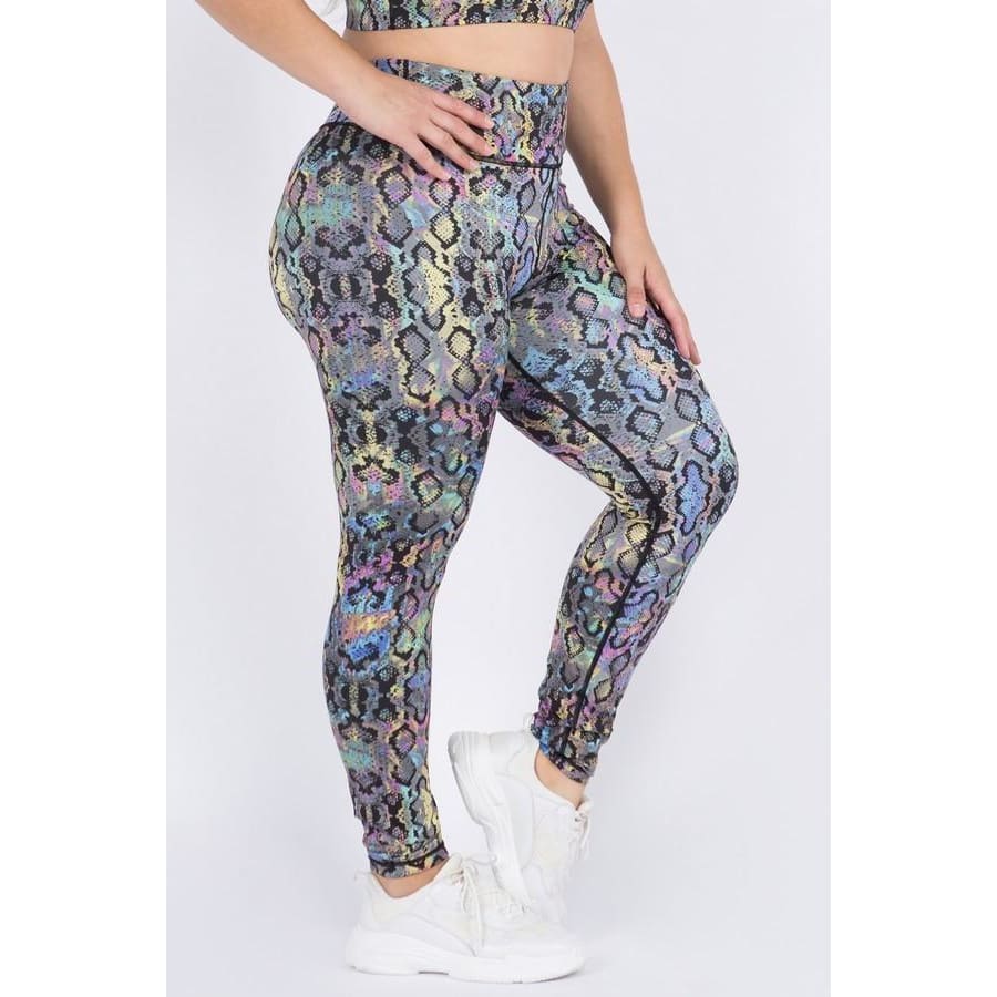 NEW! Iridescent Snake Buttery Soft Sports Crop and Leggings Bottom / XL Active Wear