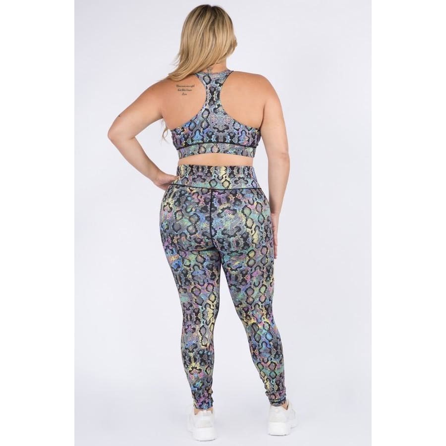 Active Sports Crop Top and Leggings with Compression - Rainbow Swirl Yelete  - Sandee Rain Boutique - Sandee Rain Boutique