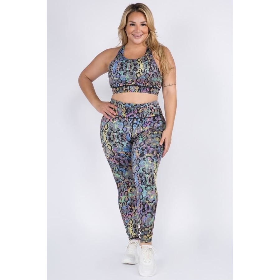NEW! Iridescent Snake Buttery Soft Sports Crop and Leggings Active Wear