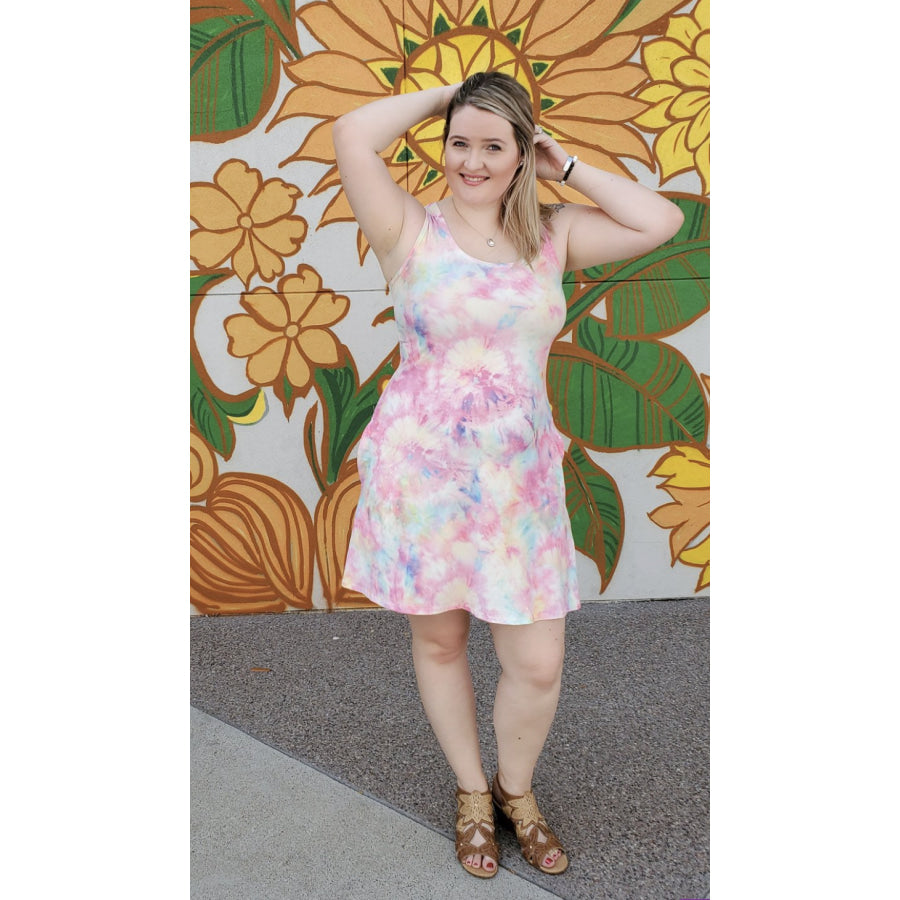 NEW! Buttery Soft Custom Design Tank Dress with Pockets Pastel Tie Dye / S Dresses