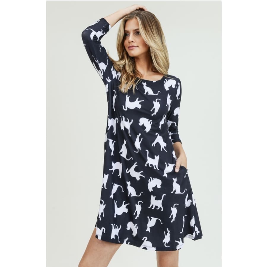 New! Buttery Soft Printed Flared Dress with Pockets! Dresses
