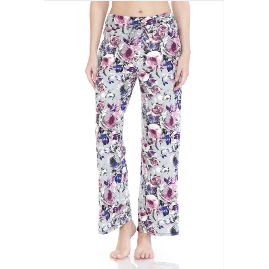 NEW ARRIVALS! Buttery Soft Solid and Printed Lounge/Pajama Pants! Cool Grey Floral / S Lounge Pants / Pajamas