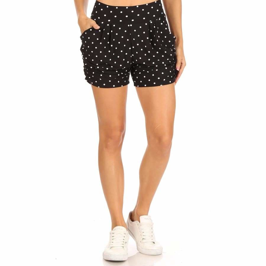 NEW in stock! Buttery Soft High Rise Shorts with Pockets! B/W Polka Dot / S Shorts