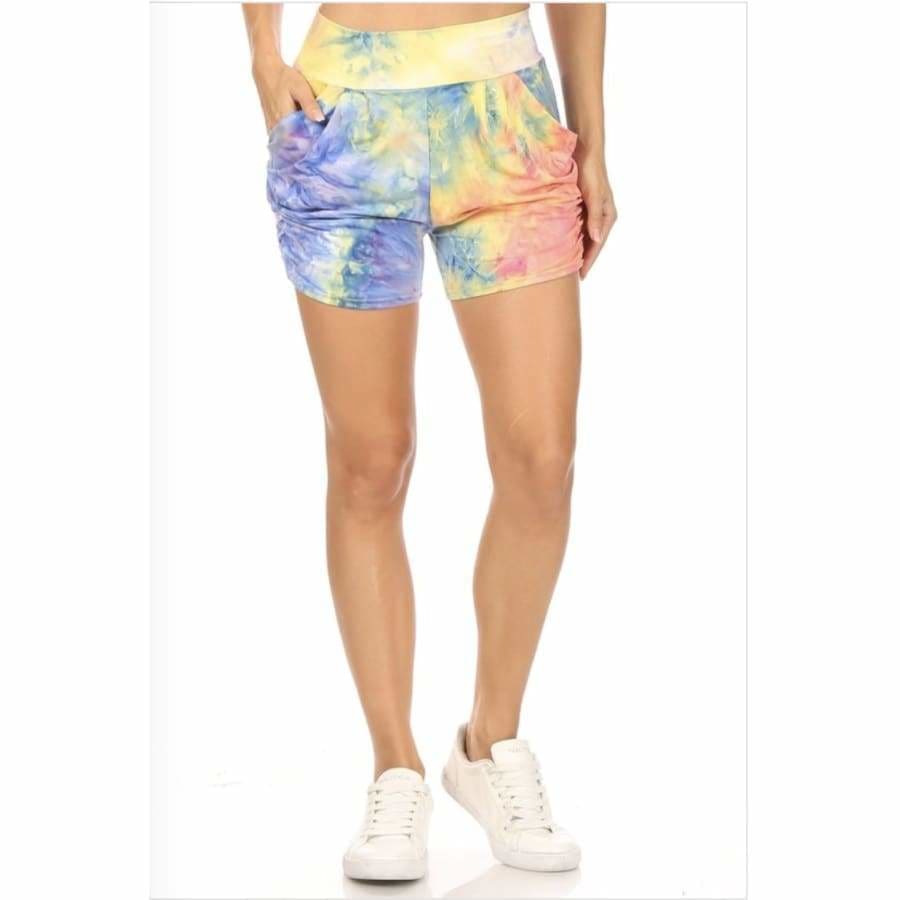 NEW prints arriving soon! Buttery Soft High Rise Shorts with Pockets! Rainbow Tie Dye / S Shorts