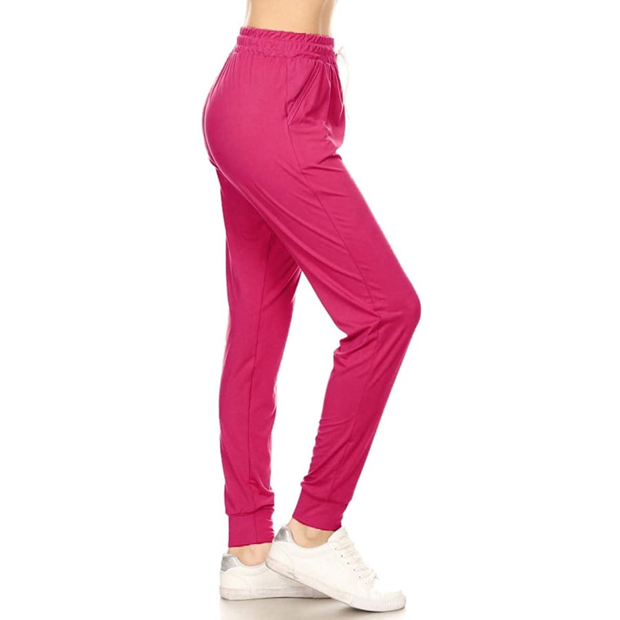 NEW ARRIVAL! Buttery Soft Solid and Printed Joggers! Fuchsia / 1XL
