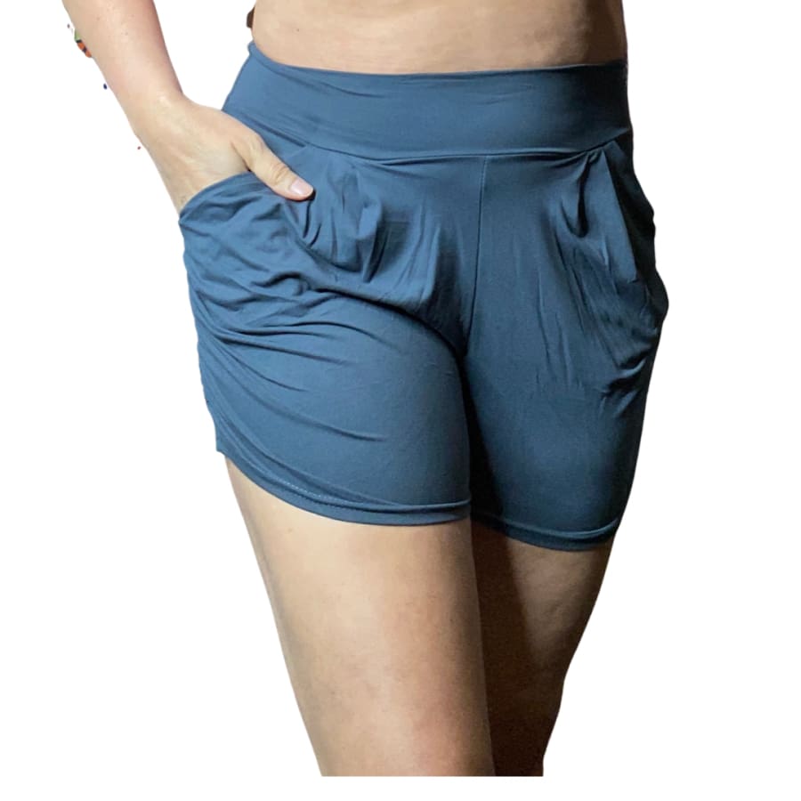 NEW! Buttery Soft Solid Harem Shorts with Pockets! Charcoal / S Shorts