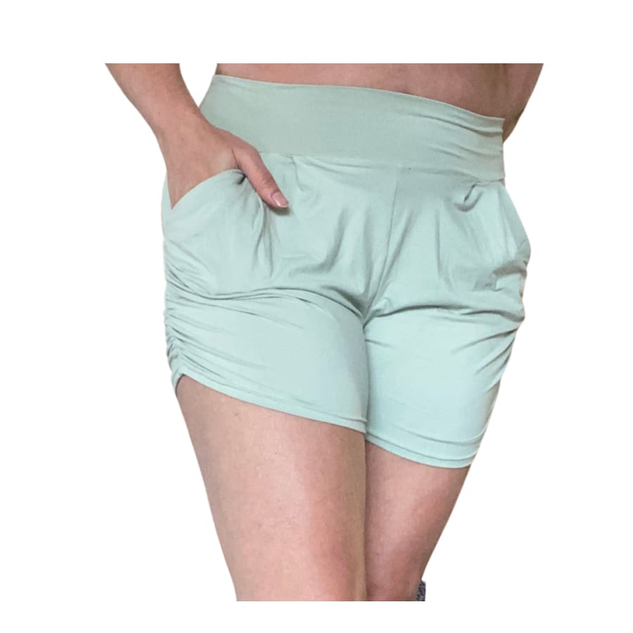 NEW prints and solids added! Buttery Soft Harem Shorts with Pockets! Seafoam / S Shorts