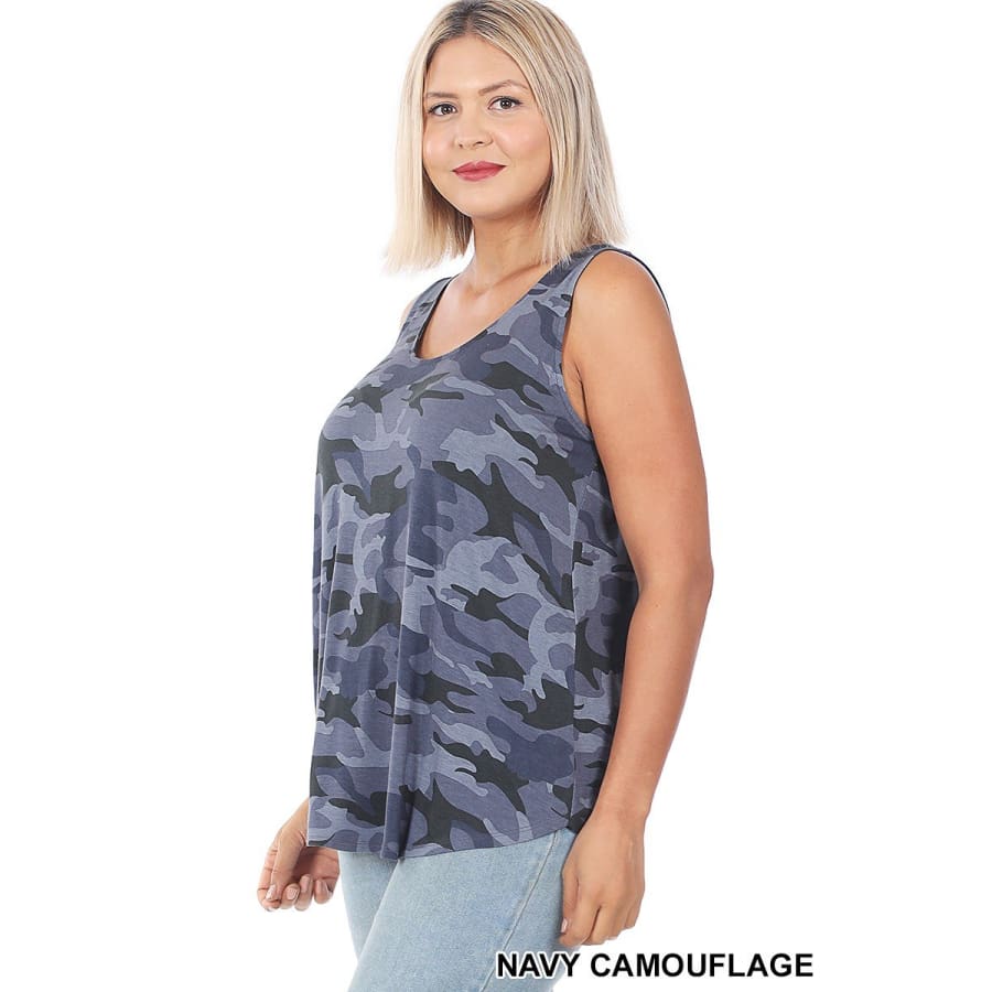 NEW! Camouflage Print Perfect Tank With Round Hem Tops
