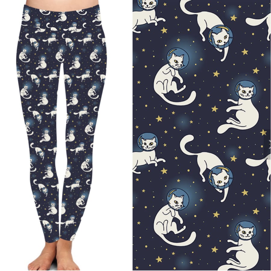 PREORDER limited quantities! Buttery Soft Leggings in Bold Prints ETA late January! OS / Cats in Space Leggings