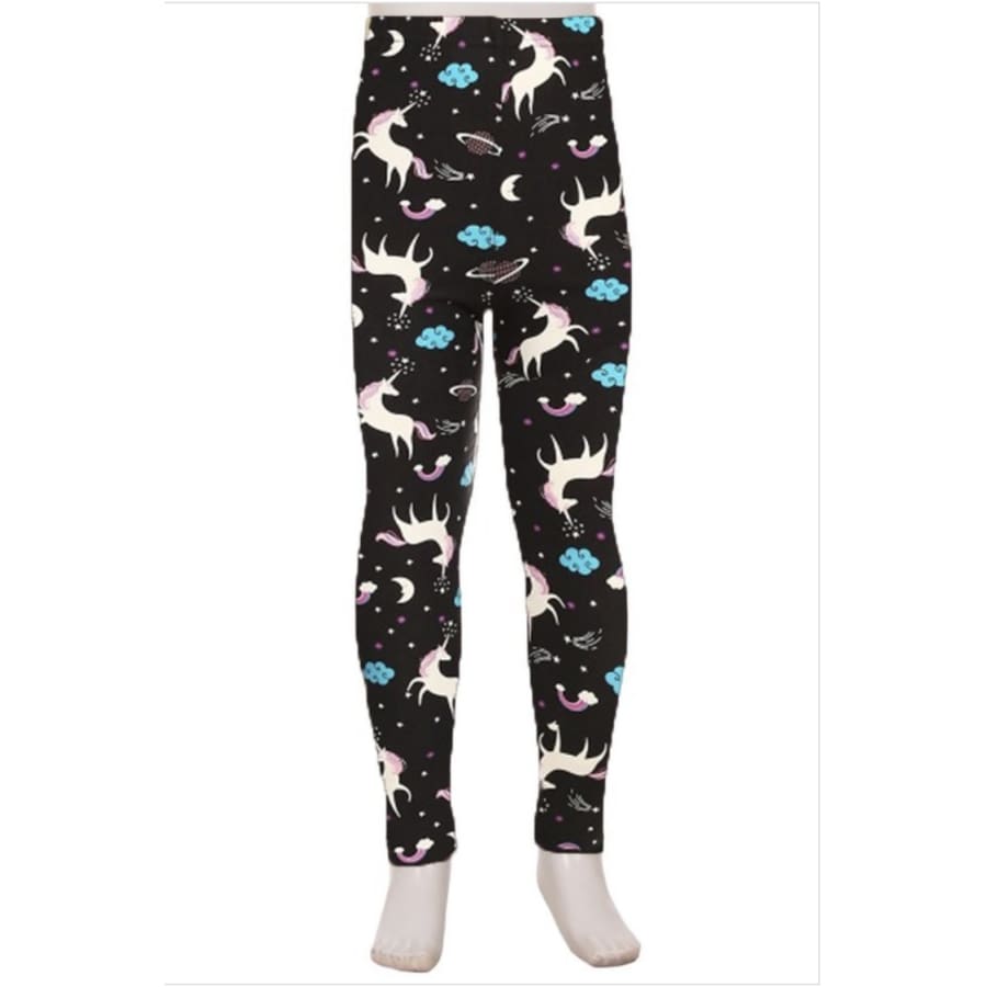 NEW FUN PRINTS! Leggings in Yoga Waist (except where noted) and matching Adult/Kid sets! Celestial Unicorns / Kids S/M Leggings