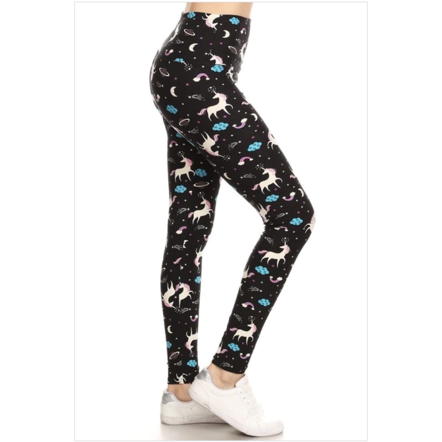 NEW FUN PRINTS! Leggings in Yoga Waist (except where noted) and matching Adult/Kid sets! Celestial Unicorns / OS Leggings