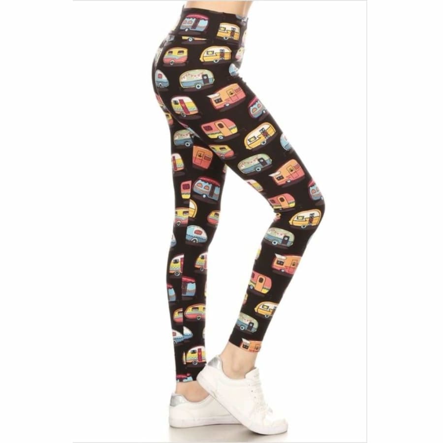 Leggings with Yoga Band! Fun Prints and Mummy and Me sets! Campers / OS Leggings