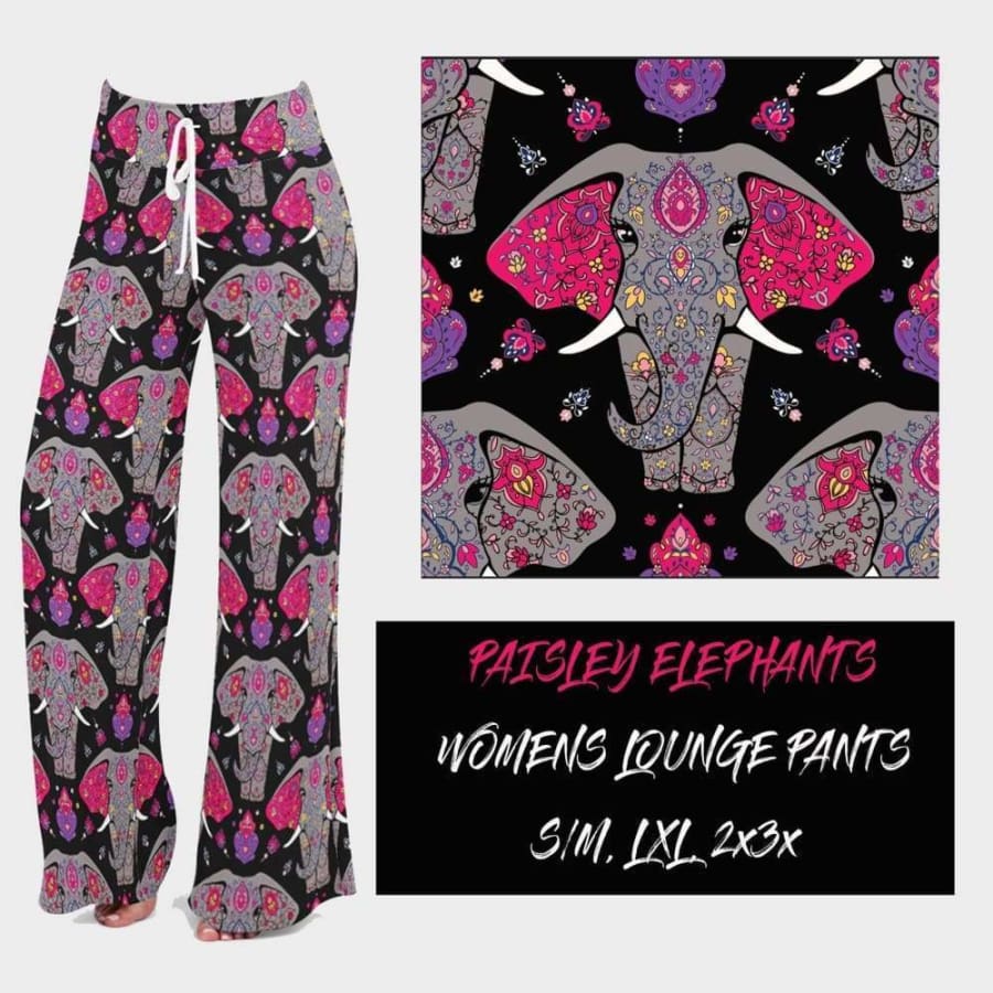 1 Custom Lounge Pants Paisley Elephants / L/XL Leggings