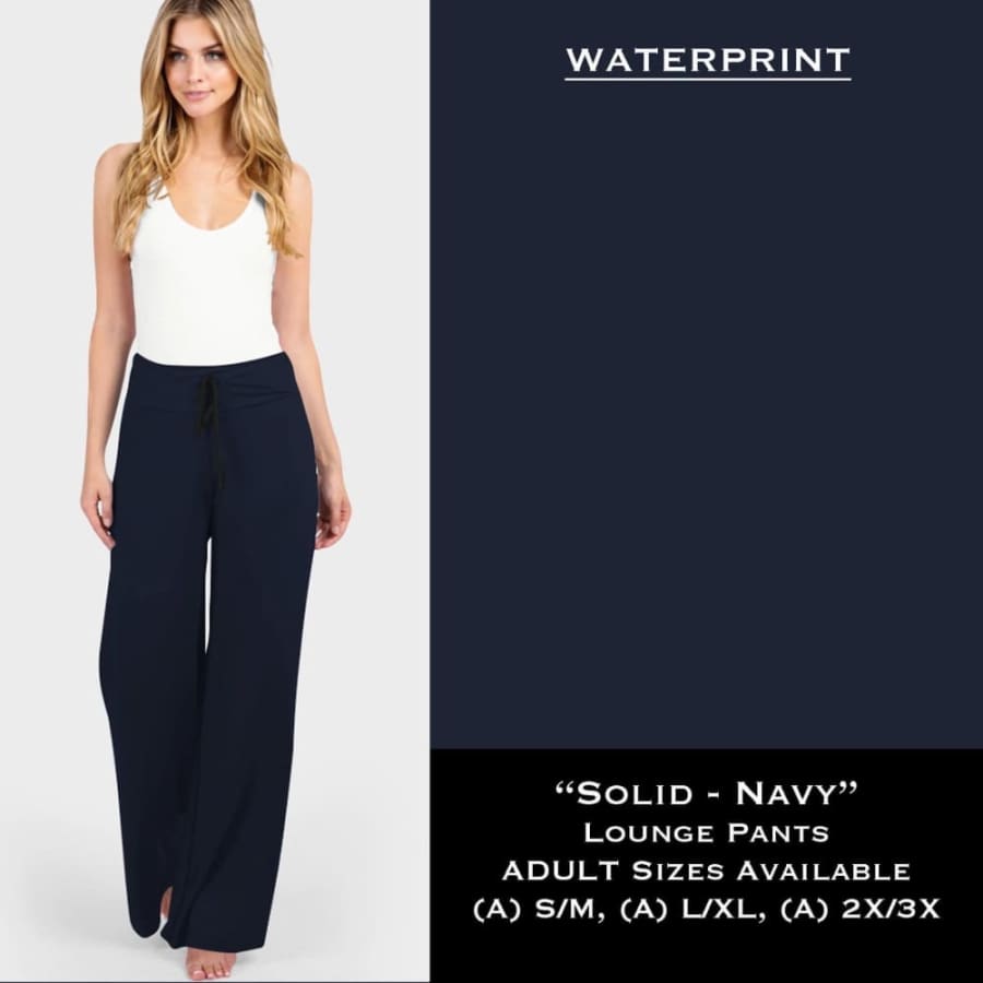 1 Custom Lounge Pants Solid Navy Waterprint / S/M Leggings