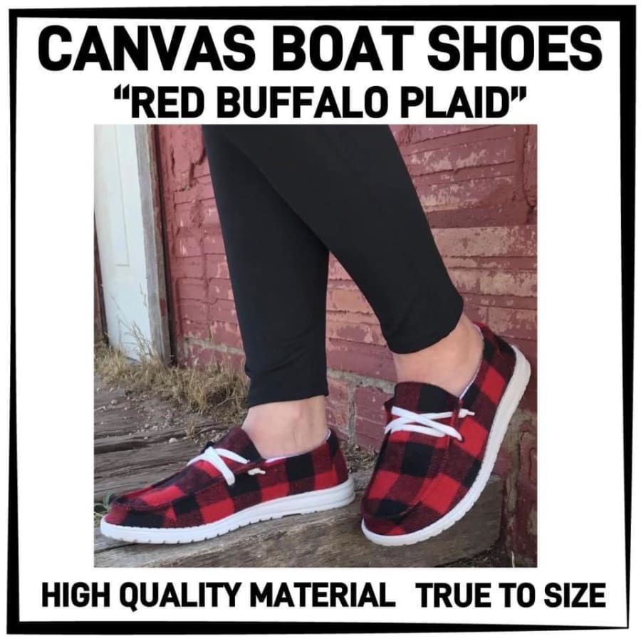 PREORDER Custom Canvas Boat Shoes! Closes 16 NOV ETA December Red Buffalo Plaid / 5 Shoes