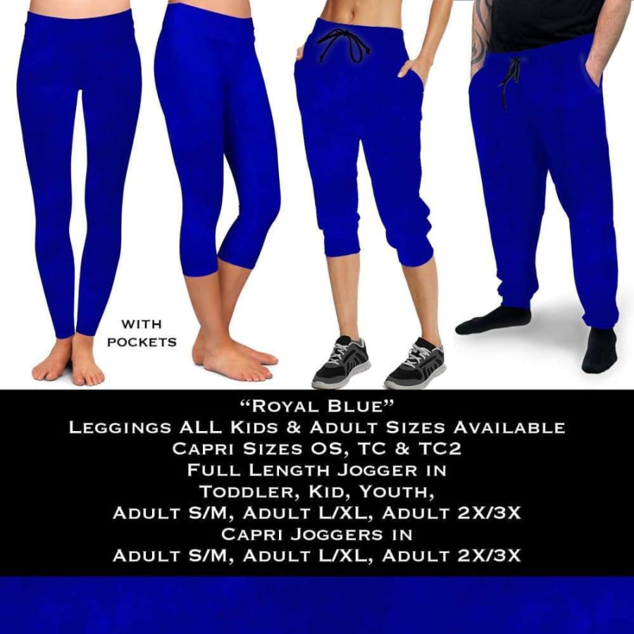 EXTRAS CUSTOM DESIGN LEGGINGS SIZE OS (AU 8-14/16) Royal Blue Waterprint / OS Capri without pockets Leggings