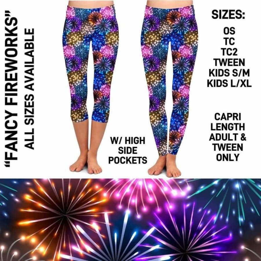 Custom Design Kids Leggings - Fireworks Kids L/XL without pockets