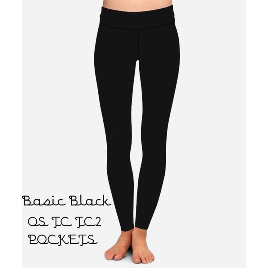 Custom Design Leggings - Basic Black with Pockets Basic Black with Pockets / TC Leggings