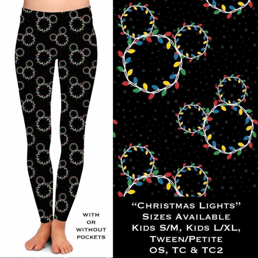 1 Custom Kids Christmas Lights / Kids L/XL with pockets Leggings