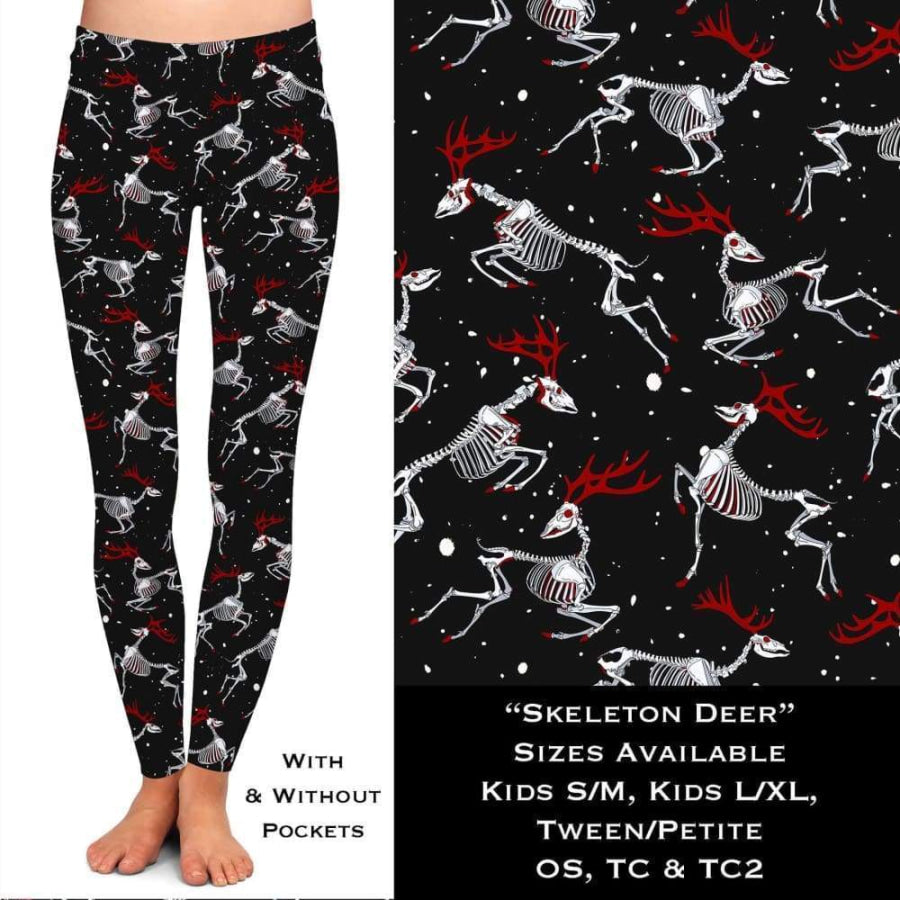 1 Custom Leggings OS Skeleton Deer / OS with pockets Leggings