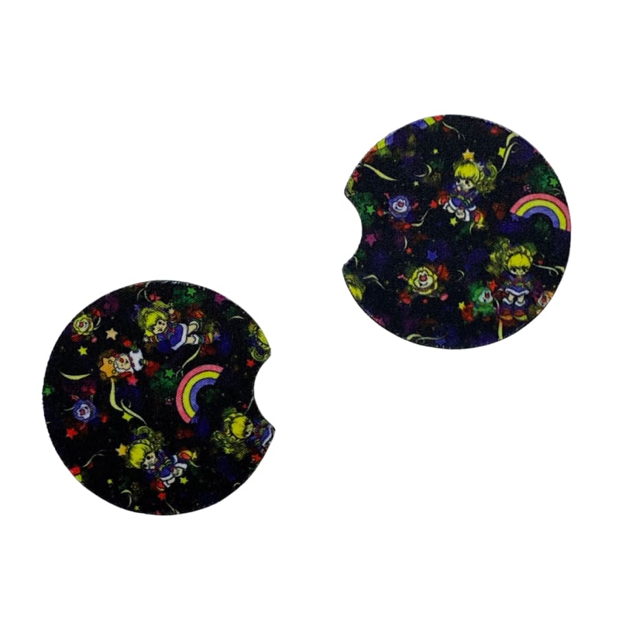 Custom Design Neoprene Coaster Set of 2 - Brite Rainbow Neoprene Coaster