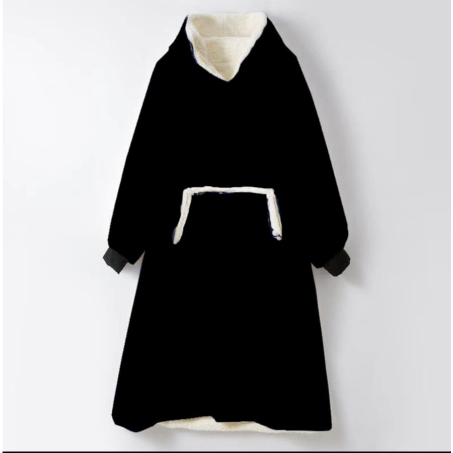 Custom Design Sherpa Blanket Hoodies Solid Black / OS (Kids age 7 to 3XL) Blankets