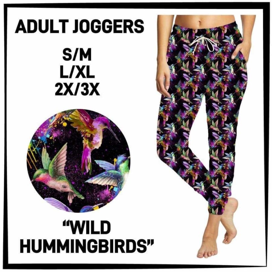 EXTRAS CUSTOM DESIGN ADULT JOGGERS Wild Hummingbirds / Adult Jogger L/XL Leggings