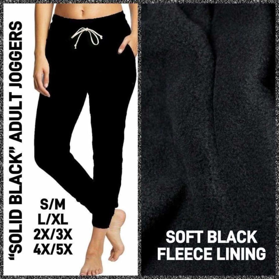 1 Custom Joggers Solid Black Fleece Lined Jogger / S/M Leggings