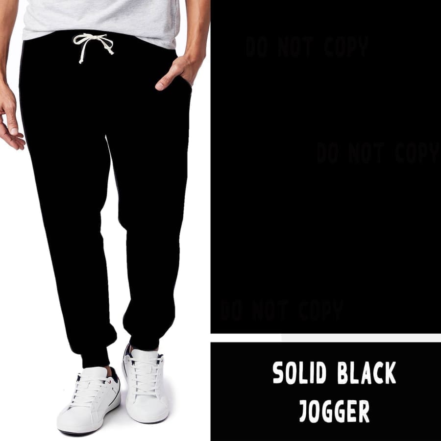 Custom Design Unisex Adult Joggers Solid Black (with Black drawstring waist) / Adult Jogger L/XL Leggings