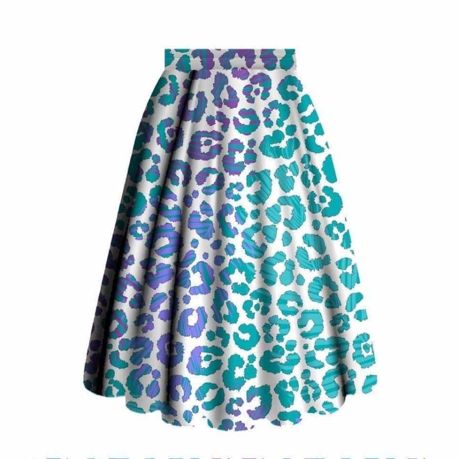 EXTRAS Buttery Soft Custom Design Swing Skirts with Pockets Aqua Cheetah / OS Skirts