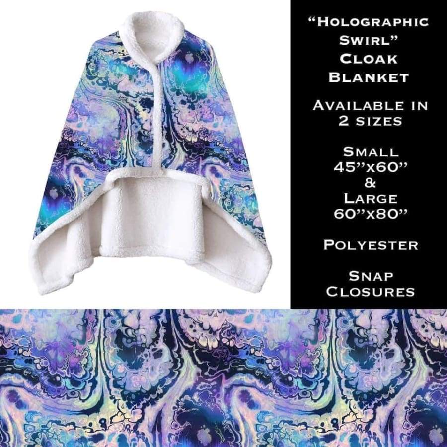 PREORDER Custom Ultra Plush Fleece Cloak Blanket (Part 2) in Two Sizes - Closes 12 Sep - ETA mid December 2021 Holographic Swirl / Small 