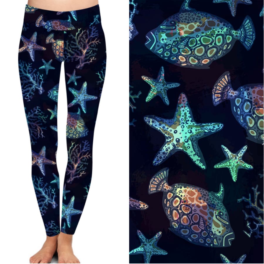 PREORDER limited quantities! Buttery Soft Leggings in Bold Prints ETA late January! OS / Deep Sea Creatures Leggings