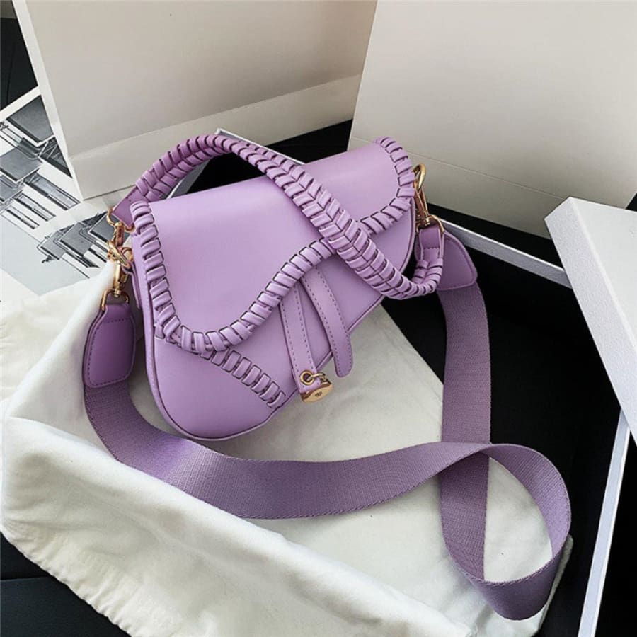 PREORDER Faux Leather Saddle Bag with Cross Body Strap - Closes 3 March - ETA late April 2022 Lavender Handbags