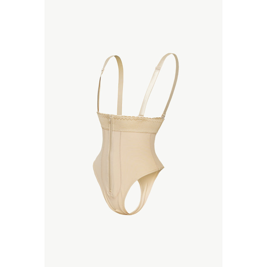 Full Size Adjustable Strap Zip-Up Shaping Bodysuit