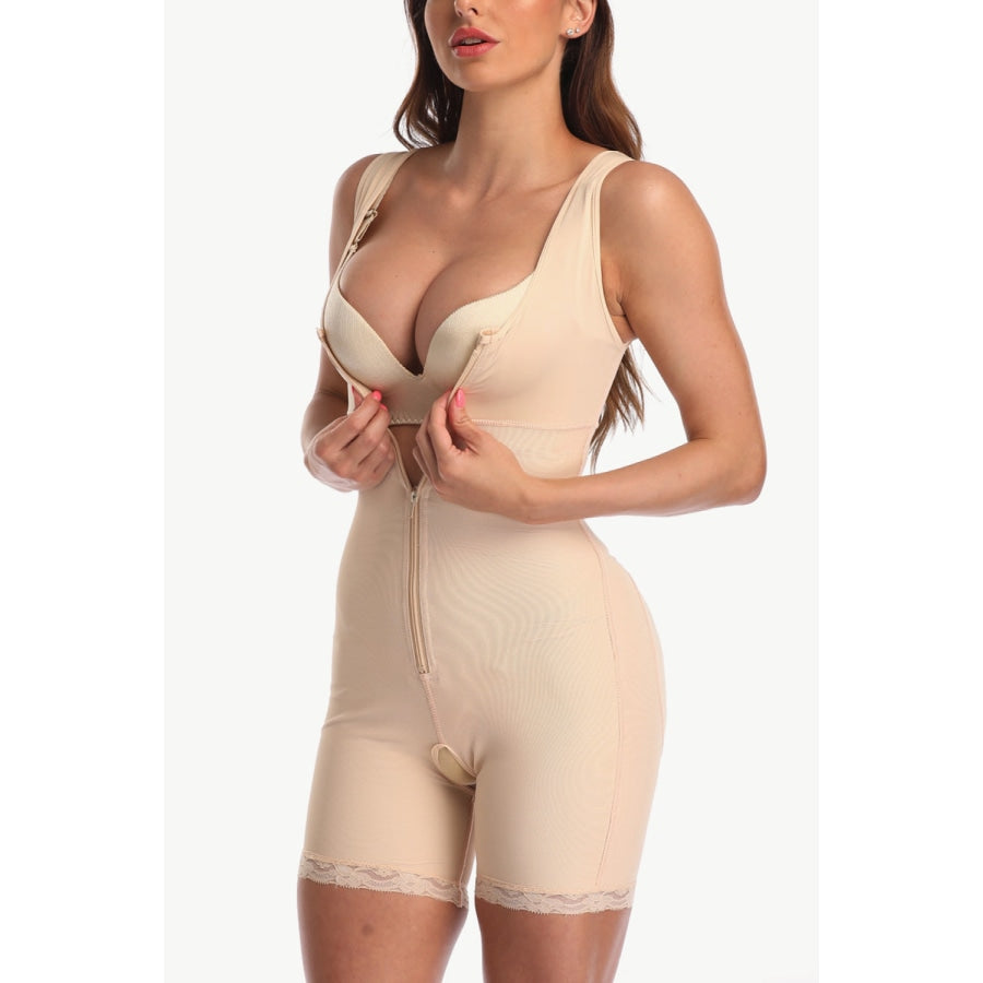 Sandee Rain Boutique - Zip Up Long Sleeve Bodysuit Trendsi