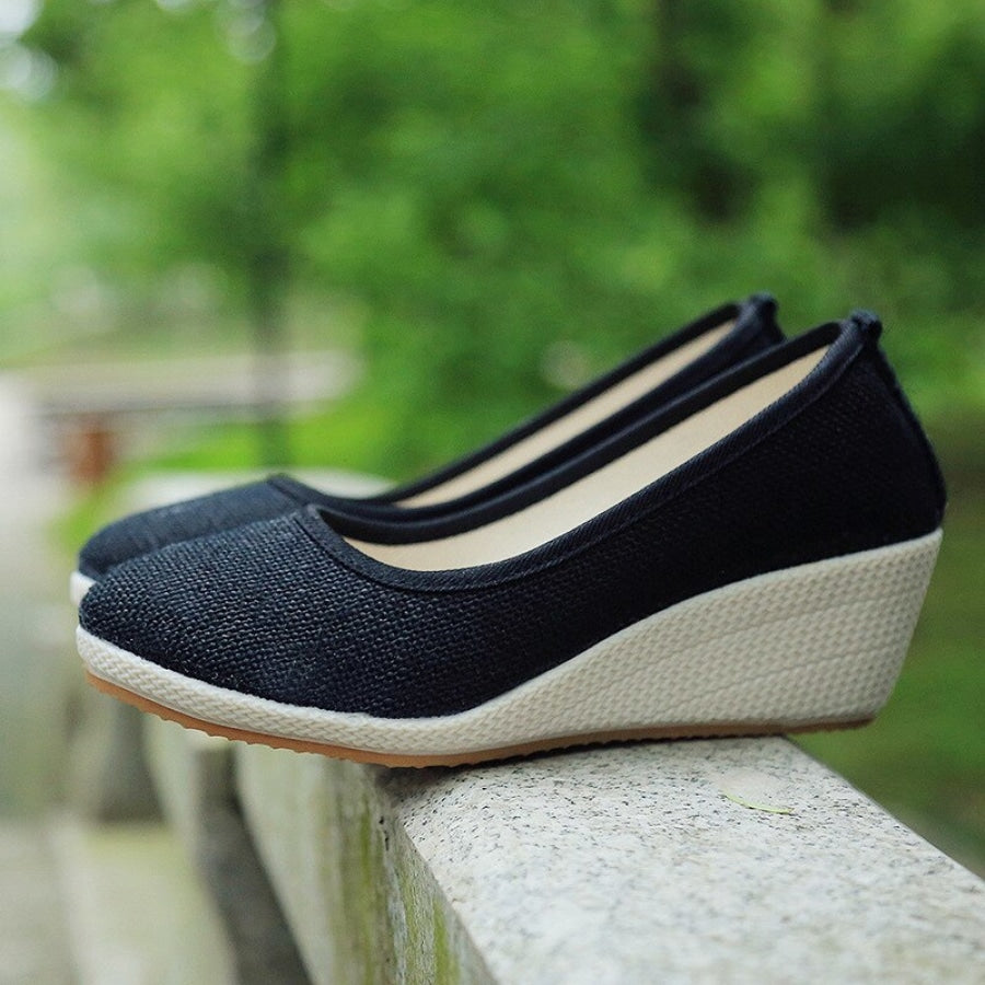 Handmade Linen / Cotton Wedge Espadrilles shoes