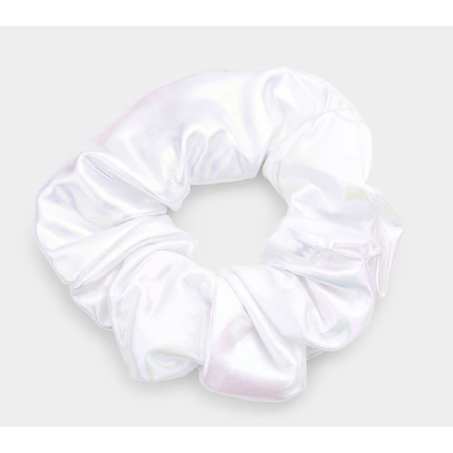 Hologram Stash Style Scrunchie with Zipper Pouch - White or Yellow Iridescent White / OS Scrunchie Scrunchie