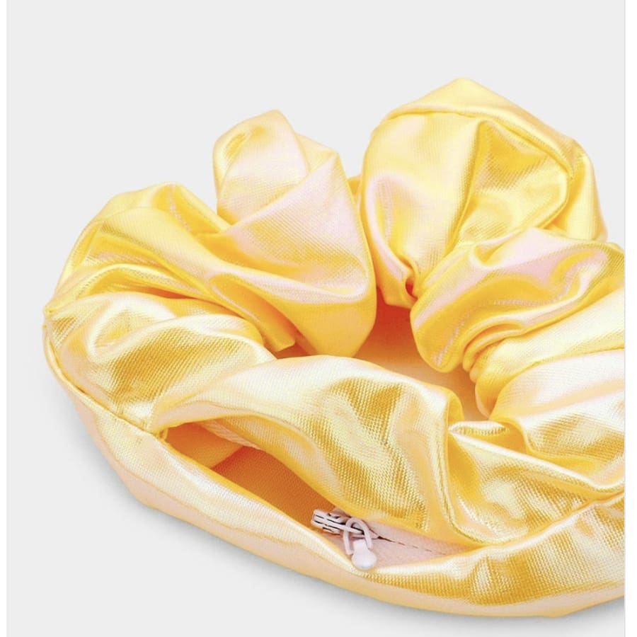 Hologram Stash Style Scrunchie with Zipper Pouch - White or Yellow Scrunchie
